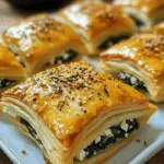 spinach feta puff pastry, savory puff pastry bites, spinach and cheese appetizers, easy appetizers, feta puff pastry, spinach puff pastry, savory snacks, party appetizers