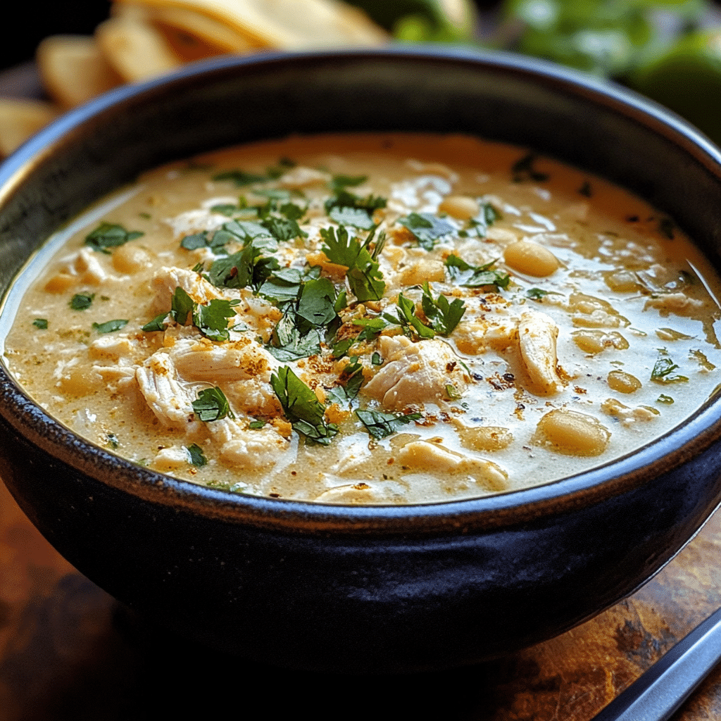 Keto Chicken Chili, Low-Carb Chili, White Chicken Chili, Keto Soup, Creamy Chicken Chili