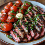 Flank steak, Caprese, grilled steak, balsamic glaze, fresh mozzarella, basil, summer steak