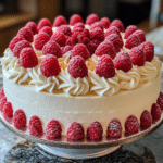 White chocolate cake, raspberry cake, white chocolate frosting, raspberry dessert, berry cake, indulgent cake