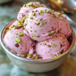 Rosewater gelato, pistachio gelato, floral gelato, creamy pistachio dessert, homemade gelato