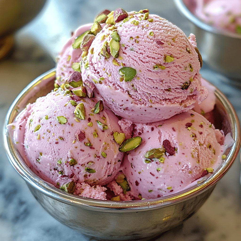 Rosewater gelato, pistachio gelato, floral gelato, creamy pistachio dessert, homemade gelato