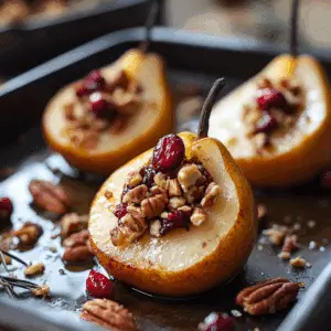 Baked Pears with Cranberries & Pecans