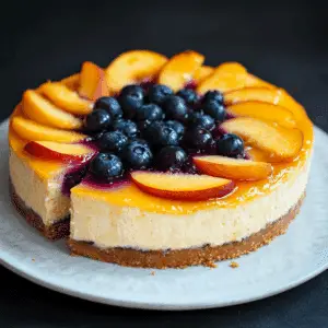 Blueberry Peach Cheesecake