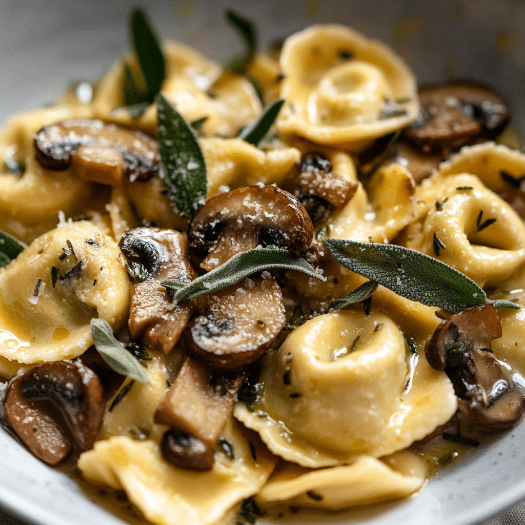 Cheese Tortellini with Sage & Mushrooms