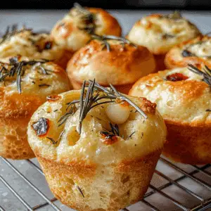 Easy Garlic Rosemary Focaccia Muffins