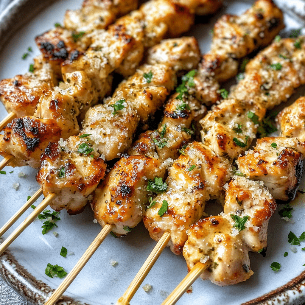 Garlic Parmesan Chicken Skewers