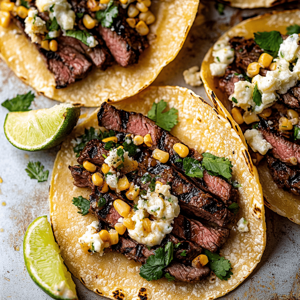 Grilled Steak Tacos with Elote