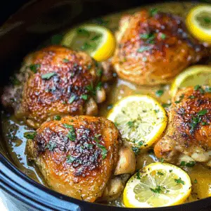 Lemon Garlic Chicken Thighs (Crockpot)
