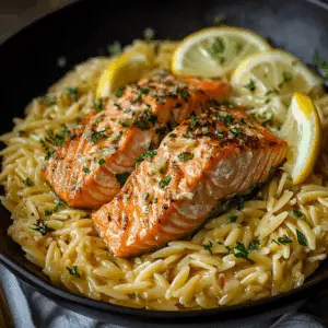 Lemon Orzo with Salmon
