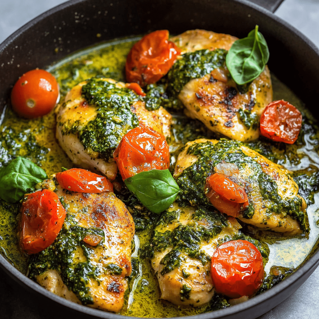 Pesto Chicken with Tomatoes & Spinach