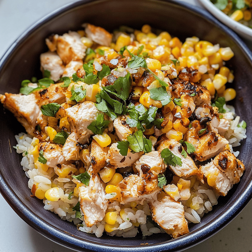 Street Corn Chicken Rice Bowls
