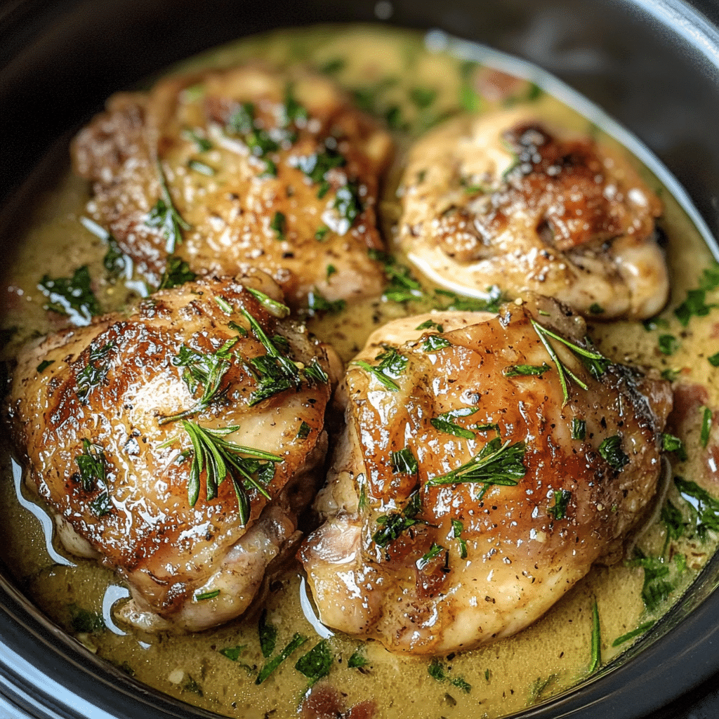 Tuscan Slow Cooker Chicken Thighs