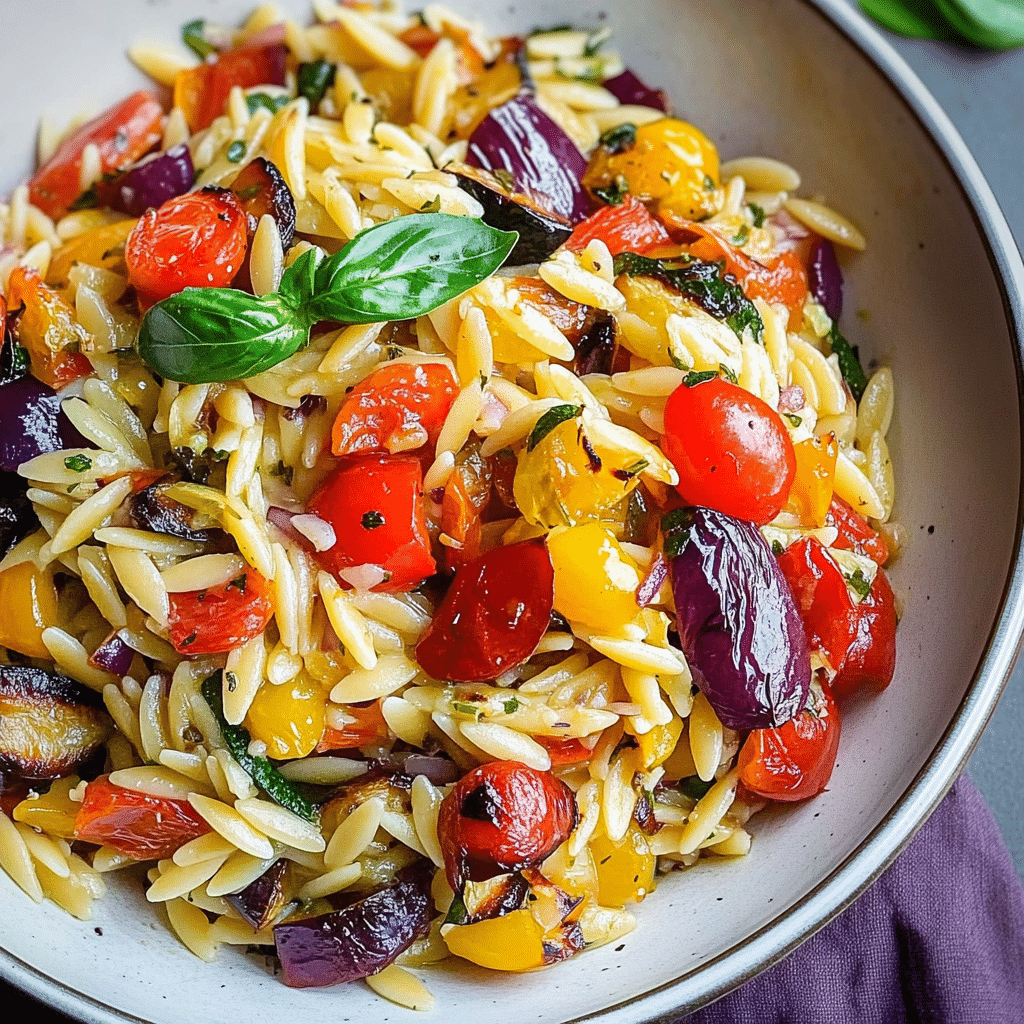 Vegan Roasted Veggie Orzo Salad