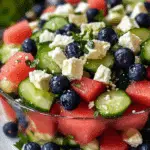 Watermelon Feta Salad with Cucumber and Blueberries