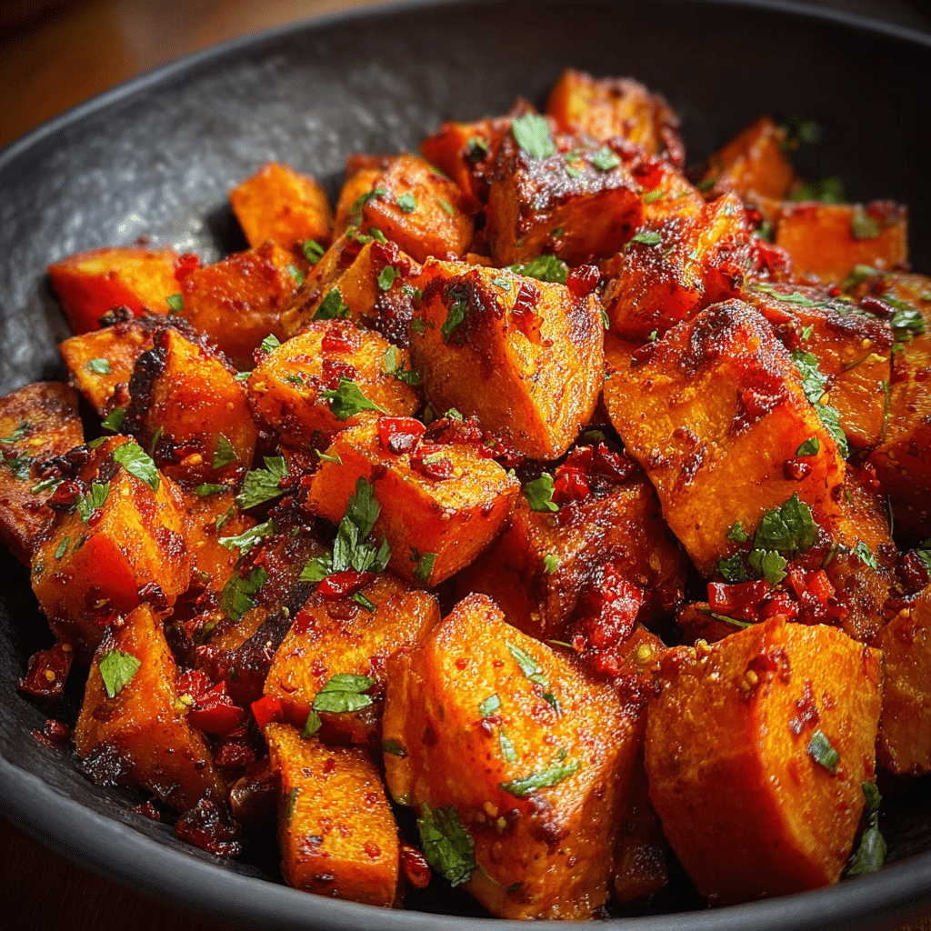 Chili Garlic Sweet Potatoes