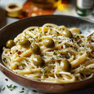 Dirty Martini Pasta with Olives
