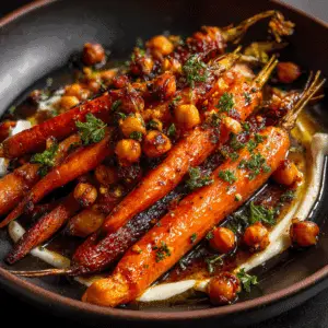 Maple Roasted Carrots with Chickpeas