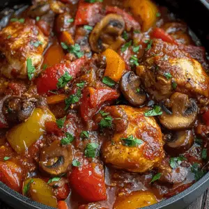 Chicken Cacciatore with Bell Peppers and Mushrooms