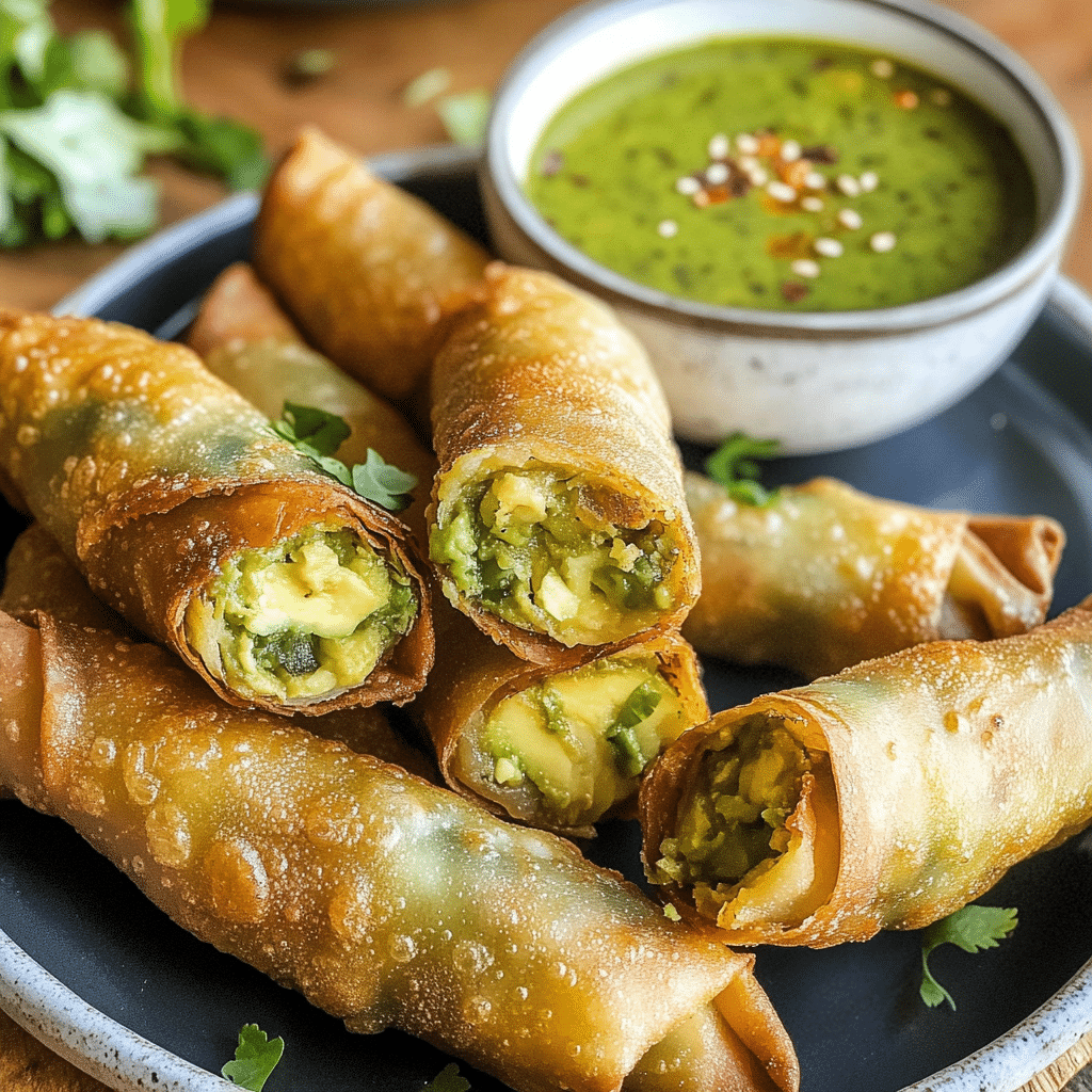 Crispy Avocado Egg Rolls with Tamarind Dip