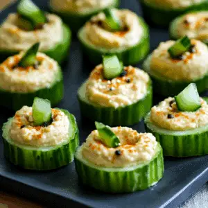 Easy Cucumber Hummus Bites