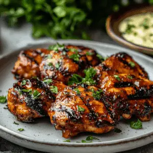 Grilled BBQ Boneless Chicken Thighs