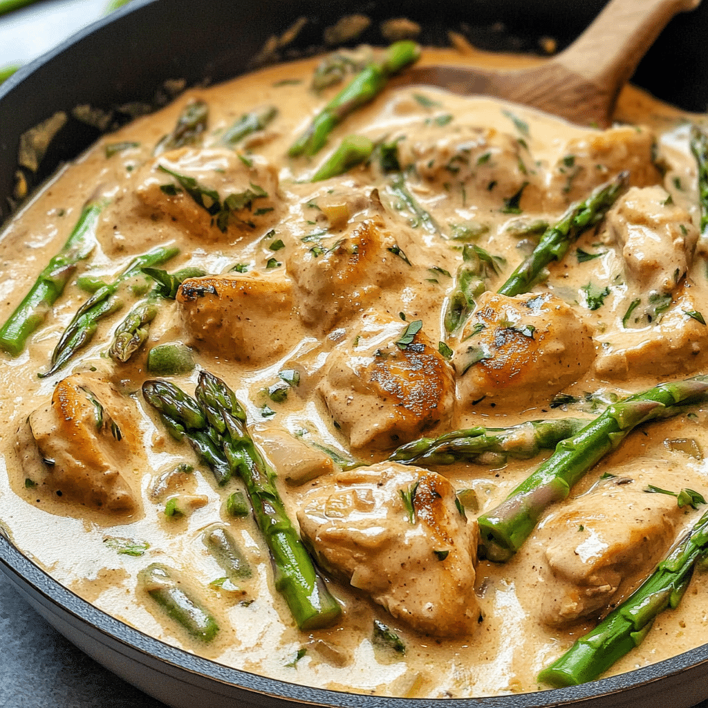 One Pot Creamy Chicken and Asparagus Recipe