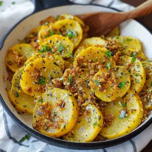 Sautéed Yellow Squash with Crispy Herb Topping
