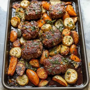 Sheet Pan Mini Meatloaf with Roasted Vegetables