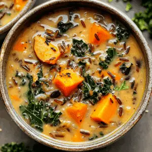 Wild Rice Soup with Sweet Potato and Kale