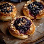 Danish Carnival Buns with Vanilla Cheesecake & Blueberry Compote