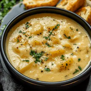 Hearty Cheddar Garlic Herb Potato Soup