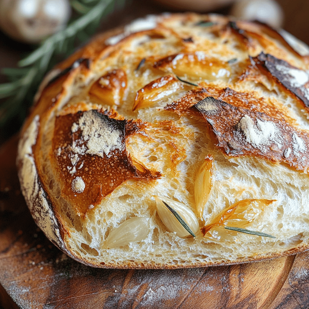 Roasted Garlic and Rosemary Sourdough Bread