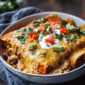 Spicy Black Bean Chicken Enchiladas with Pumpkin Sour Cream Sauce