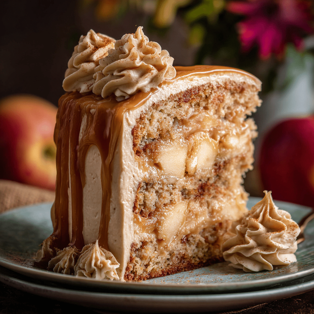 Moist Caramel Apple Cake with Brown Buttercream Frosting