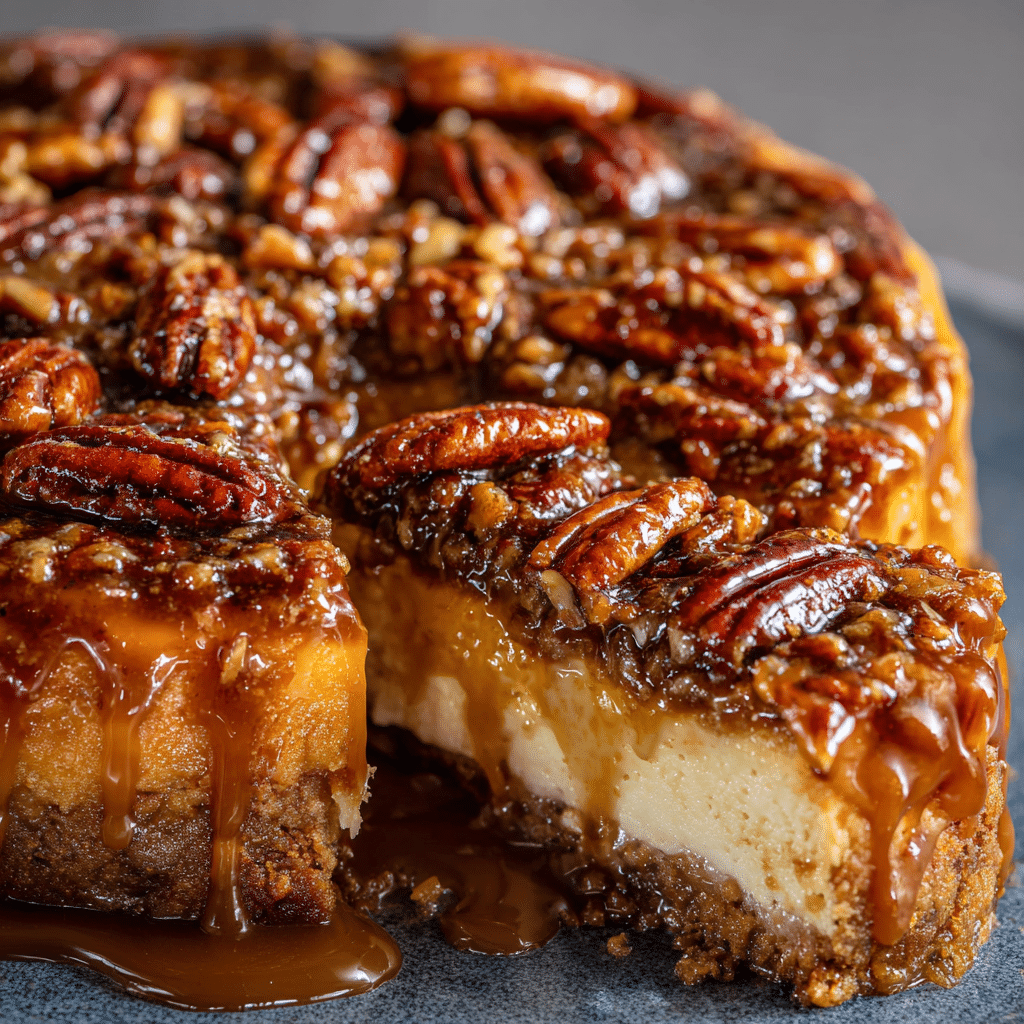Pecan Pie Cheesecake with Gooey Nutty Topping