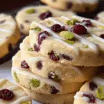 White Chocolate Drizzled Cranberry-Pistachio Shortbread Cookies