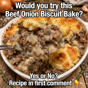 beef onion biscuit bake