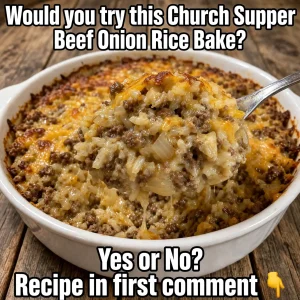 beef onion rice bake