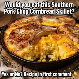 southern pork chop cornbread skillet