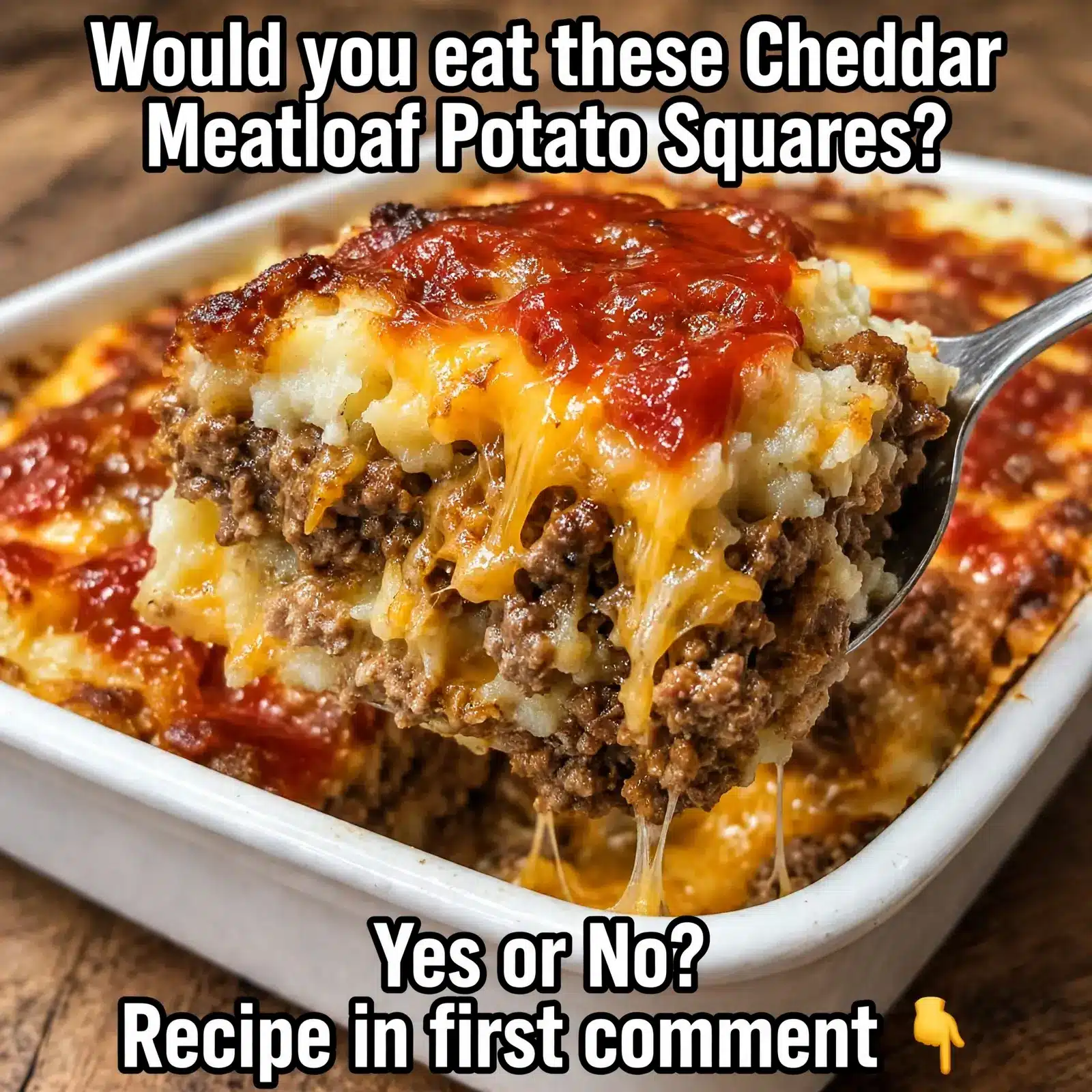 Cheddar meatloaf potato squares
