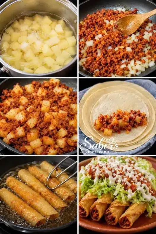 potato and chorizo taquitos