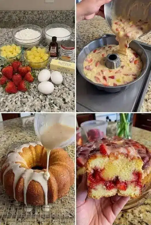 strawberry pineapple bundt cake