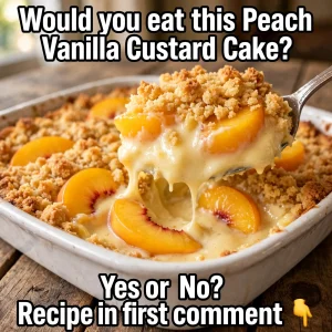 peach vanilla custard crumb cake
