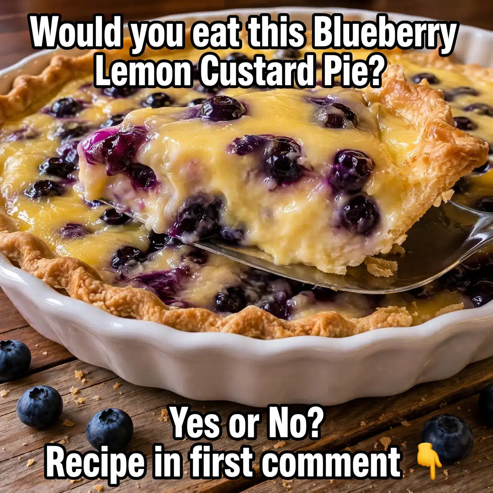 Blueberry Lemon Custard Pie Recipe