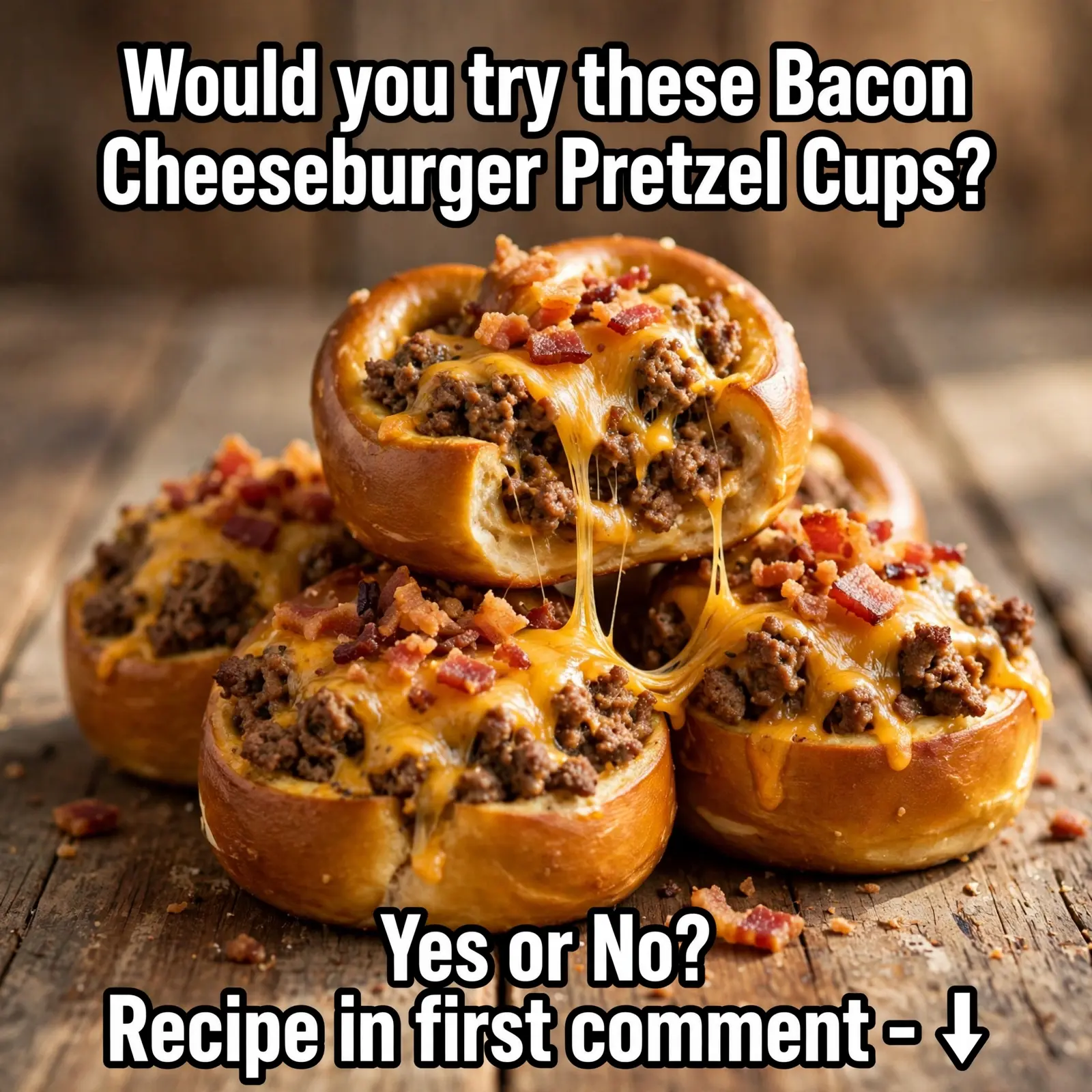 loaded bacon cheeseburger pretzel cups