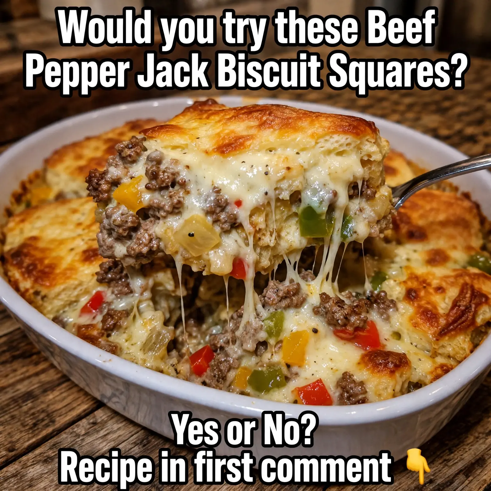 beef pepper jack biscuit squares